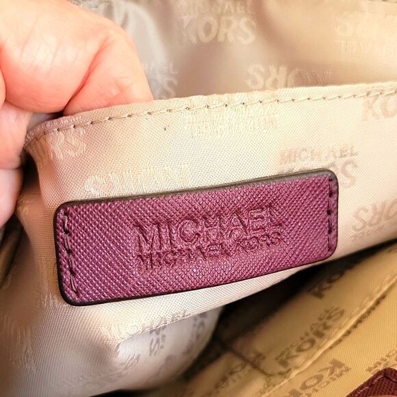 MICHAEL Michael Kors Burgundy Saffiano Leather Medium Sized Studded Tote - Picture 9 of 10